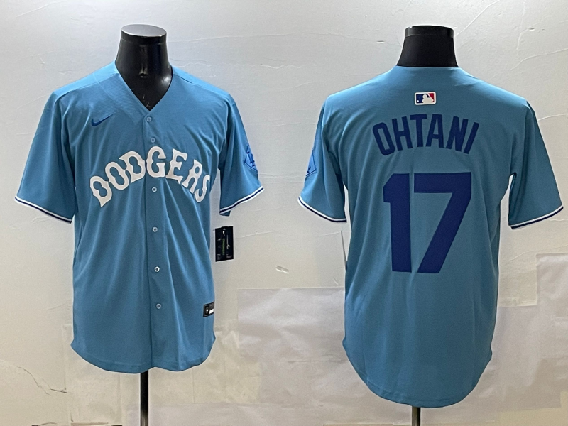 Men's Los Angeles Dodgers Shohei Ohtani #17 Light Blue Jersey